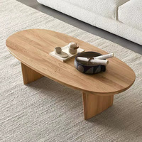 Table basse ovale en bois massif de style nordique raffiné, table à thé vintage inspirée des B&B, design créatif pour salon