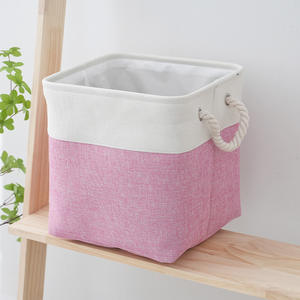 Panier de rangement en rotin pliable tissé en corde de coton teddy avec poignées pour chambre à coucher salle de bain - Product Image 5