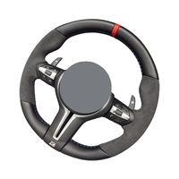 Volant sport manuel J Auto personnalisé en cuir perforé noir, forme D, 4 branches, fond plat, pour F30 avec palettes de changement de vitesse