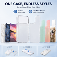 Étui de téléphone magnétique transparent en TPU deux-en-un avec panneau arrière séparable, panneau arrière personnalisable DIY, pour les modèles Samsung et iPhone