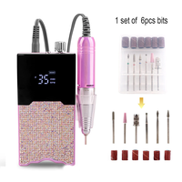 Perceuse à ongles électrique portable rechargeable en cristal de coeur sans fil 35000 tr/min Perceuse à ongles professionnelle avec diamants