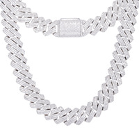 Chaîne cubaine entièrement sertie de 25 mm à 3 rangs, collier hip-hop en cuivre plaqué or/or blanc, bijou unisexe bling-bling streetwear, cadeau