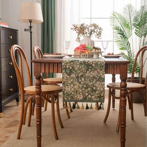Camino de Mesa de Poliéster y Algodón Lavable, Estilo Pastoral Floral Jacquard con Borlas, Textura Suave y Gruesa, Transpirable y Personalizable - Product Image 4