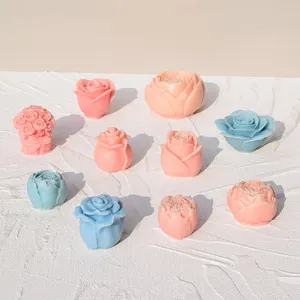 DIY 3D Rose Flower Fondant Mold Rose Shape Silicone Mold Resin Rose Candle Mold For Cake Decoration Chocolate Soap Candy Making
