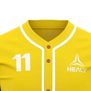 Vente en gros Maillot de baseball brodé sur mesure Nouveau design Sublimé Respirant Grande taille Col boutonné jaune vierge - Product Image 5