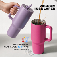 Vaso de Acero Inoxidable de 40oz con Recubrimiento en Polvo y Pajita para Grabado Láser, ¡Gran Venta en Almacén de EE. UU.!
