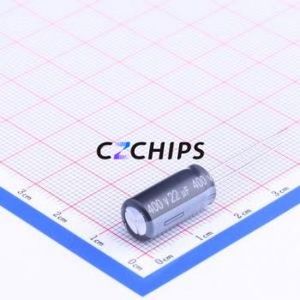 Condensador Electrolítico de Aluminio de Orificio Pasante ERK2G9220F16OT, Orificio Pasante, D8xL16mm 22uF -40%~0% 400V 200mA-100kHz - Product Image 2