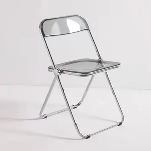 现代室内室外透明餐椅套装透明餐厅餐桌椅塑料餐椅金属腿餐椅