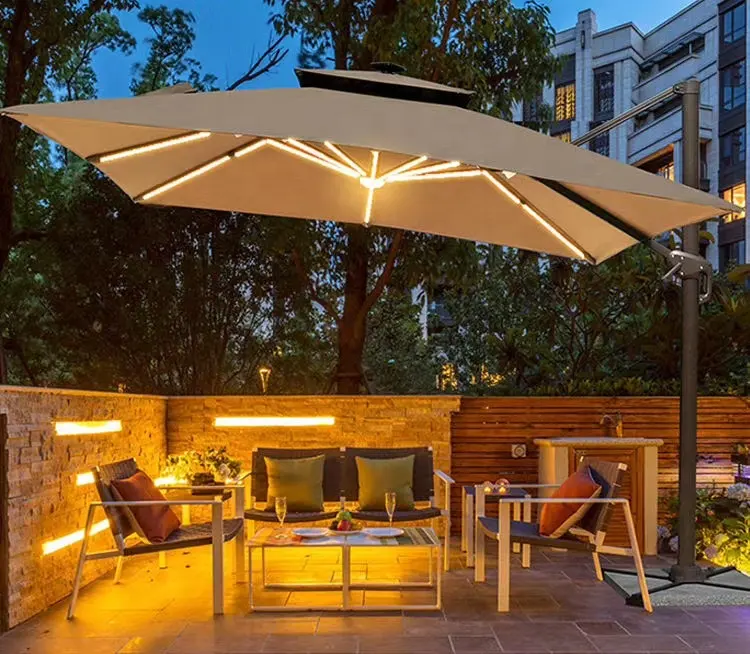 Ombrello all'aperto giardino ombrellone ristorante spiaggia Parasole utilizzato ombrelloni con la luce del LED