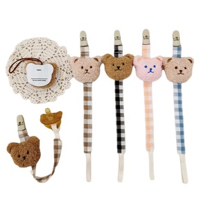 Custom Eco Friendly <span class=keywords><strong>Baby</strong></span> <span class=keywords><strong>Baby</strong></span> Animal Bear ciuccio porta catenina manichino Clip ciuccio Clip catena - Product Image 1