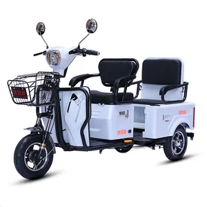 Tricycle de scooter électrique avec double rangée de sièges passager et fret à double usage pour la famille/les personnes âgées