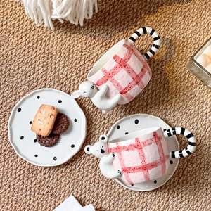 Three-dimensional hand-painted color <b>coffee</b> cup afternoon <b>tea</b> cup household ceramic <b>coffee</b> cup saucer <b>set</b> - Product Image 4