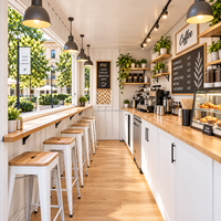 Café préfabriqué de luxe de 20 pieds pour entreprise de café avec comptoir de boissons, café en conteneur maritime, structure en acier