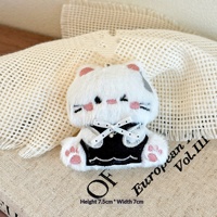 Porte-clés en peluche chat siamois Kawaii en gros, poupée chaton douce et rembourrée, ornement pour sac à dos ou sac de voiture, cadeau souvenir pour fête d'anniversaire
