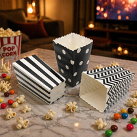 Boîte à Popcorn Jetable Rayée Imprimée UV avec Fermeture Magnétique, Logo Personnalisé, Style Européen et Américain, Créative, Motif Poulet et Fleur en Papier