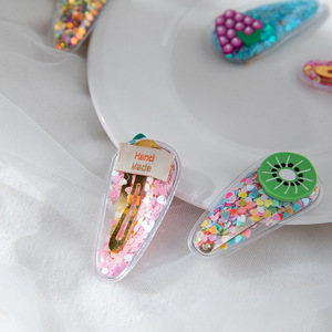 Pinzas de Pelo Transparentes con Diseño de Arena Movediza Coloridas Estilo Coreano para Niñas, Pinzas de Pelo con Forma de Fruta para Bebés, Horquillas con Borde de Arena Movediza con Forma de Fruta - Product Image 4