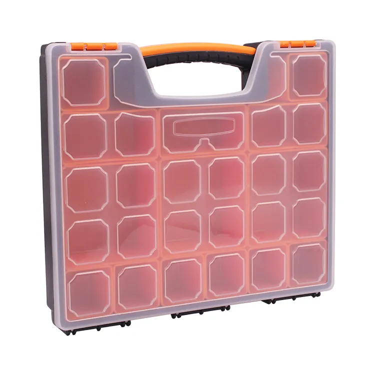 Hard PP Material Portable Screws and Nails Storage Box Plastic with 14 Removable Compartments
