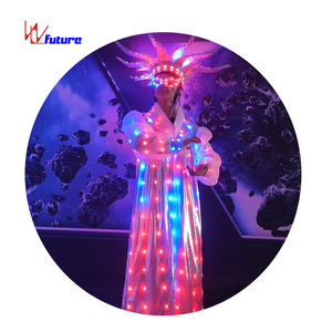 Traje de Payaso LED Brillante en la Oscuridad, <span class=keywords><strong>Ropa</strong></span> de Circo Burlesque <span class=keywords><strong>para</strong></span> Espectáculos de Magia y Rave, Traje LED de 1 Pieza - Product Image 2