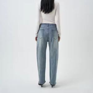 Nouveau design, vente chaude, jeans taille basse avec diamants, streetwear vintage, jeans bleus délavés et amples pour filles - Product Image 6