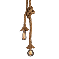 Luminaires LED suspendus Vintage en corde de chanvre, style rétro Loft industriel, lampes à Double tête, lampes décoratives pour la maison, luminaires