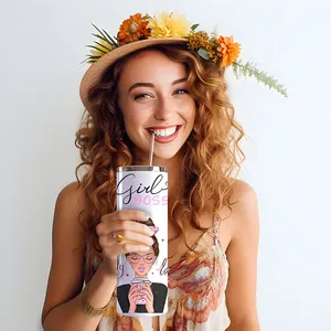 Autocollants de transfert DTF UV imperméables prêts à appliquer pour gobelets, motif Femme Noire Priante, 20OZ, pour gobelets droits et fins - Product Image 5