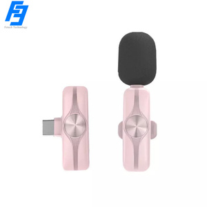Pink 2.4G ANC Wireless Lavalier Microphone Dual MIC Option for 2 Person Multi-devices Live Broadcasting - Product Image 1