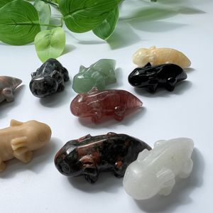 Salamander naturelle sculptée en cristal, 2 pouces, matériau mixte, Calcite <span class=keywords><strong>jaune</strong></span>, obsidienne, Quartz - Product Image 5