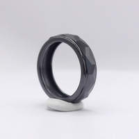 Base de bague en céramique classique à découpe pyramidale à niveaux pour incrustation, avec canal intérieur de 6mm et 8mm, poli, plaqué noir canon, marque Lumon