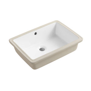 Lavabo cerámico cuadrado empotrado de superficie sólida para baño, para mueble bajo encimera - Product Image 5