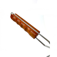 DaS Offre Spéciale : Kit de 4 Brochettes en Acier Inoxydable pour Découpe de Dinde avec Manche en Bois pour Barbecue