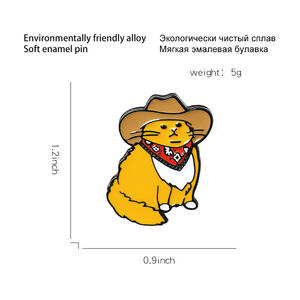 دبوس كاوبوي القطط المخصص المضحك بروش قبعة على شكل حيوان بروش على شكل قميص بطية صدر حقيبة شارة لطيفة رسومات كرتونية لقطة مجوهرات هدية للأصدقاء دبوس - Product Image 5