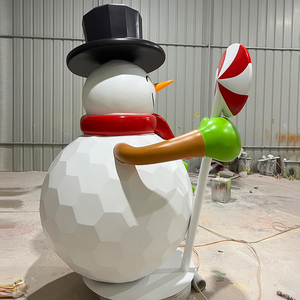 Escultura de Muñeco de Nieve Gigante con Sombrero de Copa Negro y Bufanda Roja |   Decoración de Fibra de Vidrio para Exteriores para Eventos y Festivales Comerciales - Product Image 4