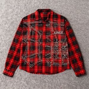 เสื้อแจ็คเก็ตผู้ชายสไตล์สตรีทแวร์ คอปกติดกระดุมหลากสี ทรงบ็อกซ์ฟิต ผ้าแฟลนเนลน้ำหนักเบา ลายตารางเพชรพลอย - Product Image 3