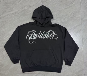 Özel Tasarım Rhinestone Kapüşonlu Sweatshirt DTG Baskı %100 Pamuk Tam Fermuarlı Kısaltılmış Ham Kenarlı Kapüşonlu Sweatshirtler Fermuarlı Serigrafi Baskılı Sweatshirt Fransız Havlusu Kumaş - Product Image 3