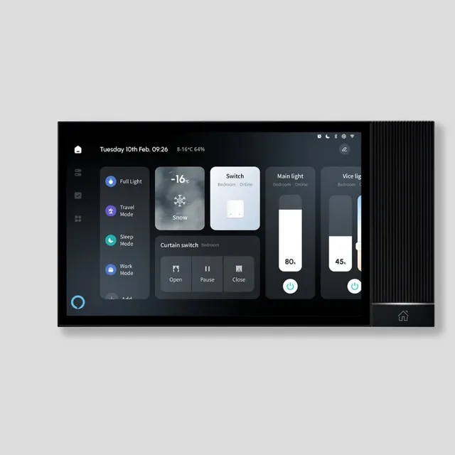 Tuya Smart Home Touch Panel 8 Inch Full HD IPS Display ZigBee Hub+IR Remote+2-Gang Switch+Curtain Control+Alexa/Google Home Bar