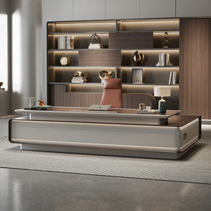 Set Scrivania Direzionale a L in Legno E0 con Sedia e Mobile Laterale, Arredamento per <span class=keywords><strong>Ufficio</strong></span> <span class=keywords><strong>Moderno</strong></span> di Lusso Ecologico per CEO/<span class=keywords><strong>Ufficio</strong></span> - Product Image 5