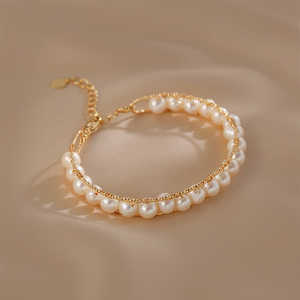 Bracelet en perles naturelles à double couche réglable WENCHI 400g Accessoire confortable et élégant - Product Image 1