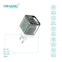 Ce Goedgekeurde Groothandelsprijs Aanpasbare 65W Draagbare Telefoonoplader Gan Chip Dual Poorten USB-A USB-C Qc Pps Pd Snel Opladen