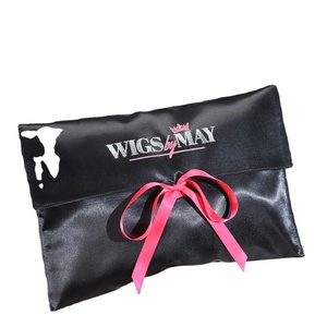 Pochette de luxe portable en satin pour perruque avec nœud, sac à main imprimé logo personnalisé, sac à poussière en satin pour sous-vêtements - Product Image 2