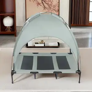 Upgraded Portable Pet Cot Bed With Removable Wider Canopy Shade Tent For Large Dogs Indoor Outdoor