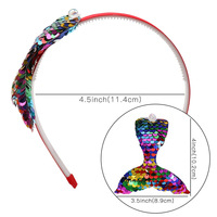 Bandeau à queue de sirène à paillettes colorées de la mode européenne américaine pour enfants accessoires de cheveux faits à la main directement de l'usine