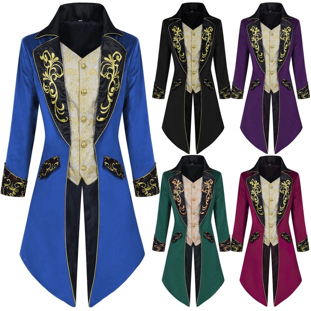 Medieval Clothing Men's Steampunk Jacket Gothic Retro Coat Renaissance Vintage Tailcoat Jacket Victorian