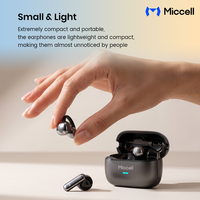 Écouteurs sans fil TWS Miccell, stéréo HiFi sans perte 13 mm, écouteurs à clipser ouverts, semi intra-auriculaires pour le sport