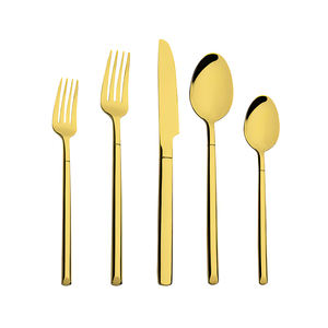 Роскошный матовый черный нож ложка Вилка Набор 18/10 столовых приборов из нержавеющей стали золотые столовые приборы посудомоечная машина безопасная оптовая продажа дешево - Product Image 1