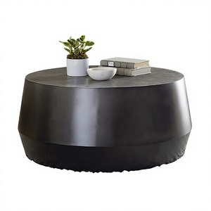 Classic Contemporary Matte Black Coffee <b>Table</b> Metal Aluminium Round Shaped Living Room Furniture - Product Image 1