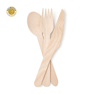 Cucchiaio per posate in legno biodegradabile OOLIMA cucchiai di legno piccoli posate in legno coltello usa e getta forchetta cucchiaio tagliacapelli usa e getta all'aperto - Product Image 3