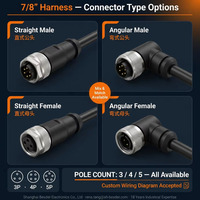 كابل Fieldbus نحاسي مغلف بقطر 7/8 بوصة M12، مجموعة أسلاك مخصصة بـ 3-5 دبابيس لـ DeviceNet وCANopen للآلات الإلكترونية |