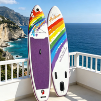 Planche à pagaie gonflable très prisée, motif coloré esthétique, pour sports nautiques en famille, portable, 3 ailerons, essentiel pour les voyages en couple