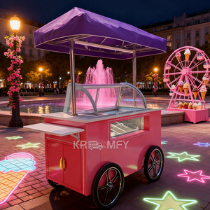 Chariot à glaces mobile à pousser à la main avec vitrine, homologué CE 2025 - Product Image 2