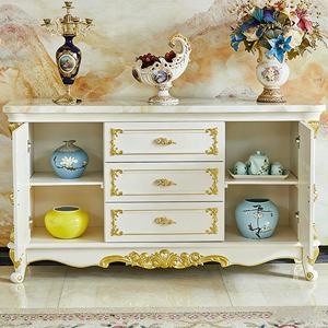 Credenza Europea <span class=keywords><strong>con</strong></span> Piano in Marmo, Mobile da Pranzo in Legno Massello, Credenza Lunga per Soggiorno, <span class=keywords><strong>Arredamento</strong></span> per Casa e Hotel - Product Image 3